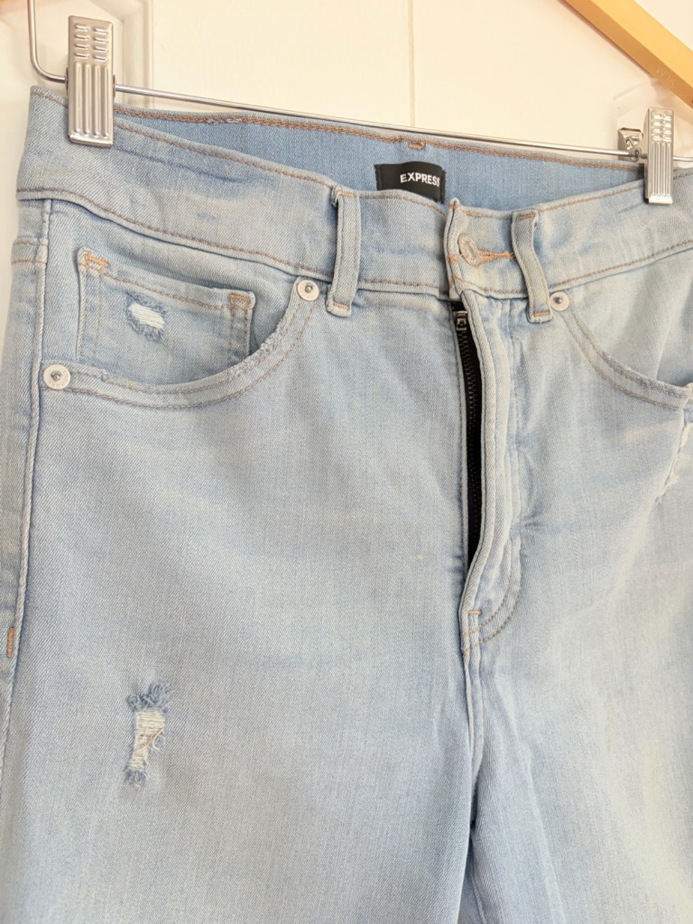 Express Jeans Bundle Women Size 4 Skinny Mid Rise Distressed Denim 2 Pair - Picture 6 of 16